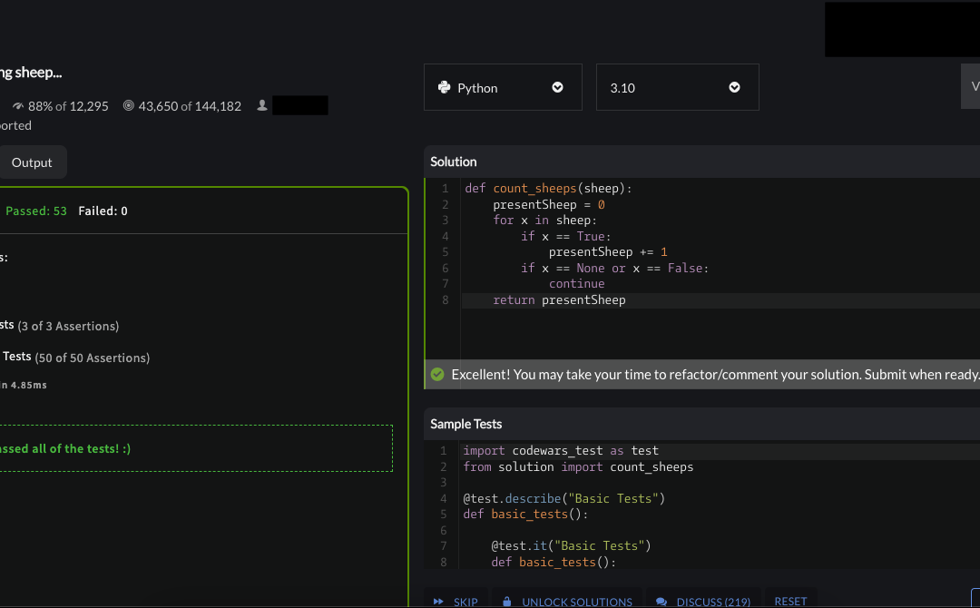 Counting Sheep – Codewars