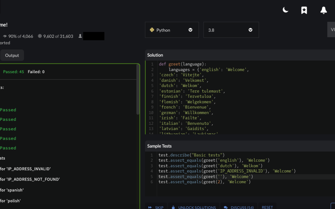 “Welcome!” – Codewars