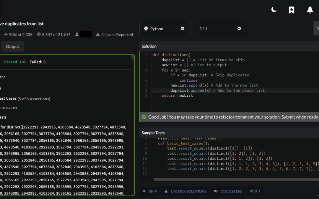 Remove duplicates from list – Codewars