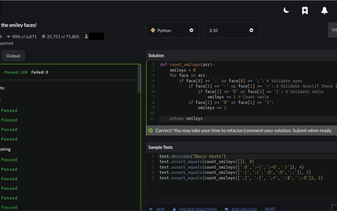 “Count the smiley faces!” – Codewars