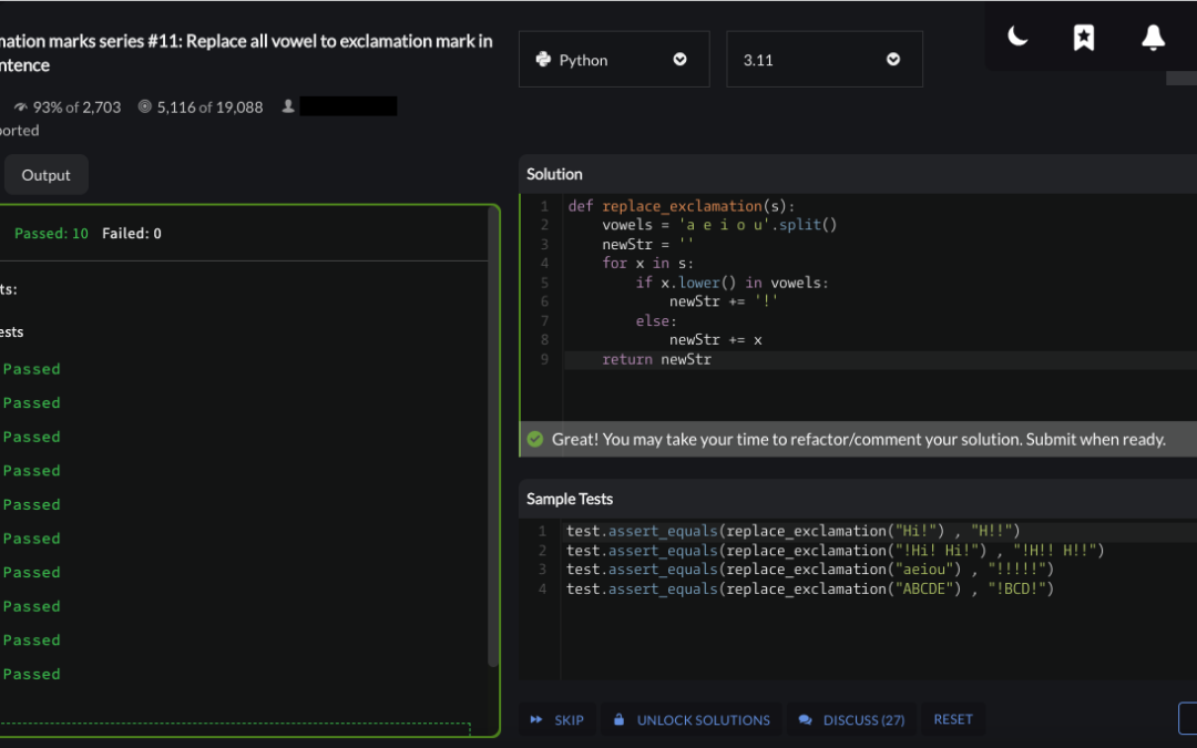 “Exclamation marks series number 11” – Codewars