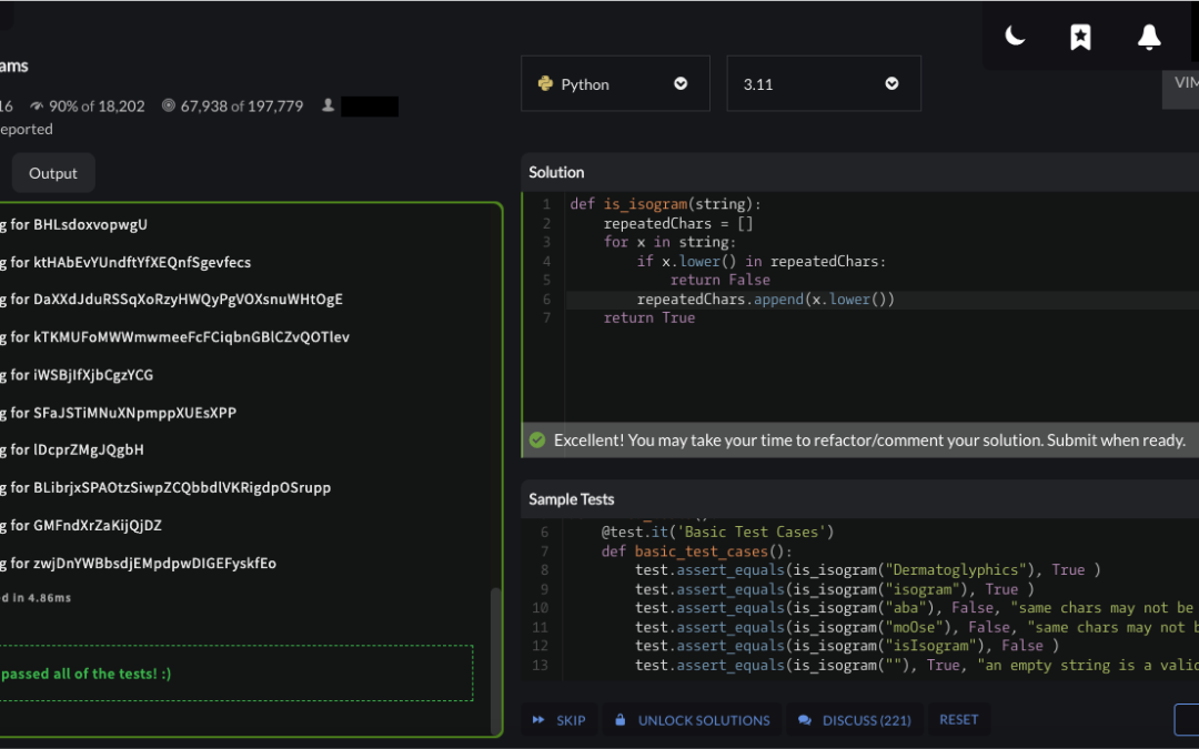 “Isograms” – Codewars