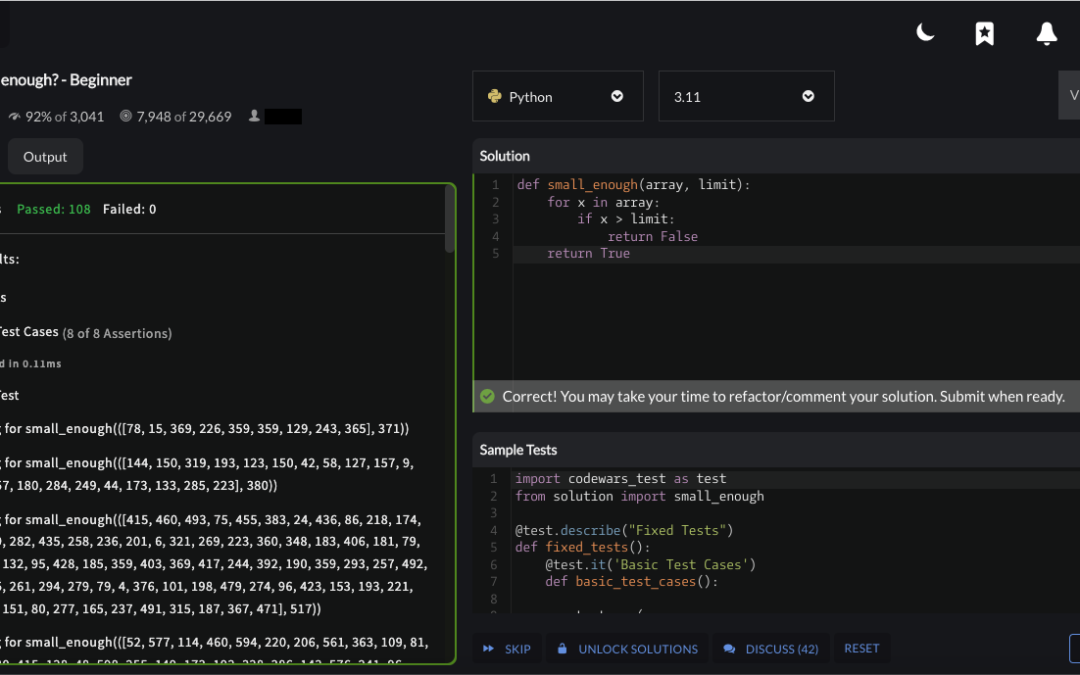 “Small enough: Beginner” – Codewars