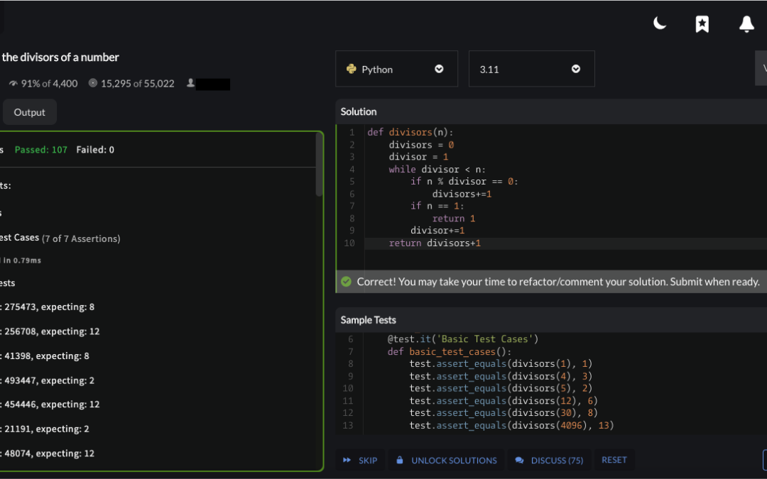 “Count the divisors of a number” – Codewars