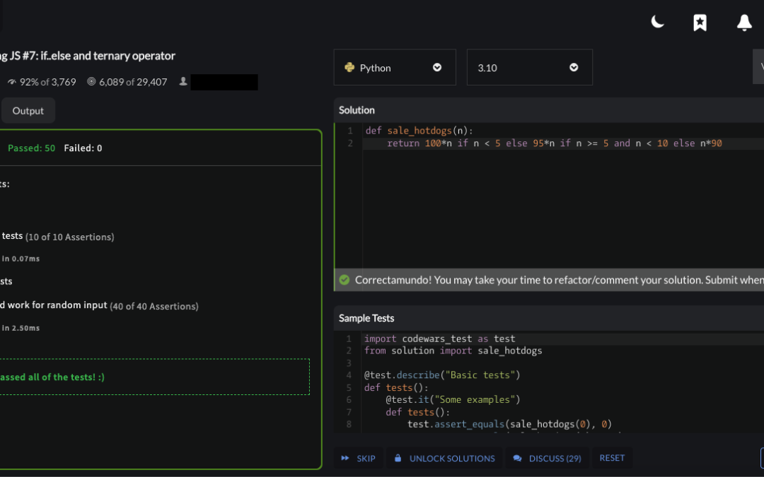 “Training JS #7: if..else and ternary operator” – Codewars