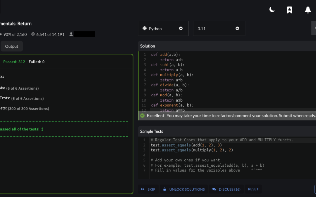 “Fundamentals: Return” – Codewars